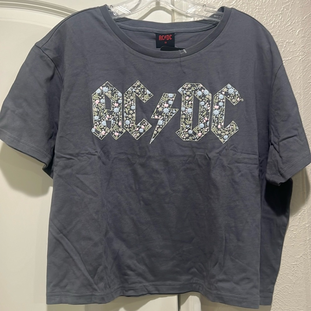 New - AC/DC Girls Grey T-Shirt Size 2XL (18)